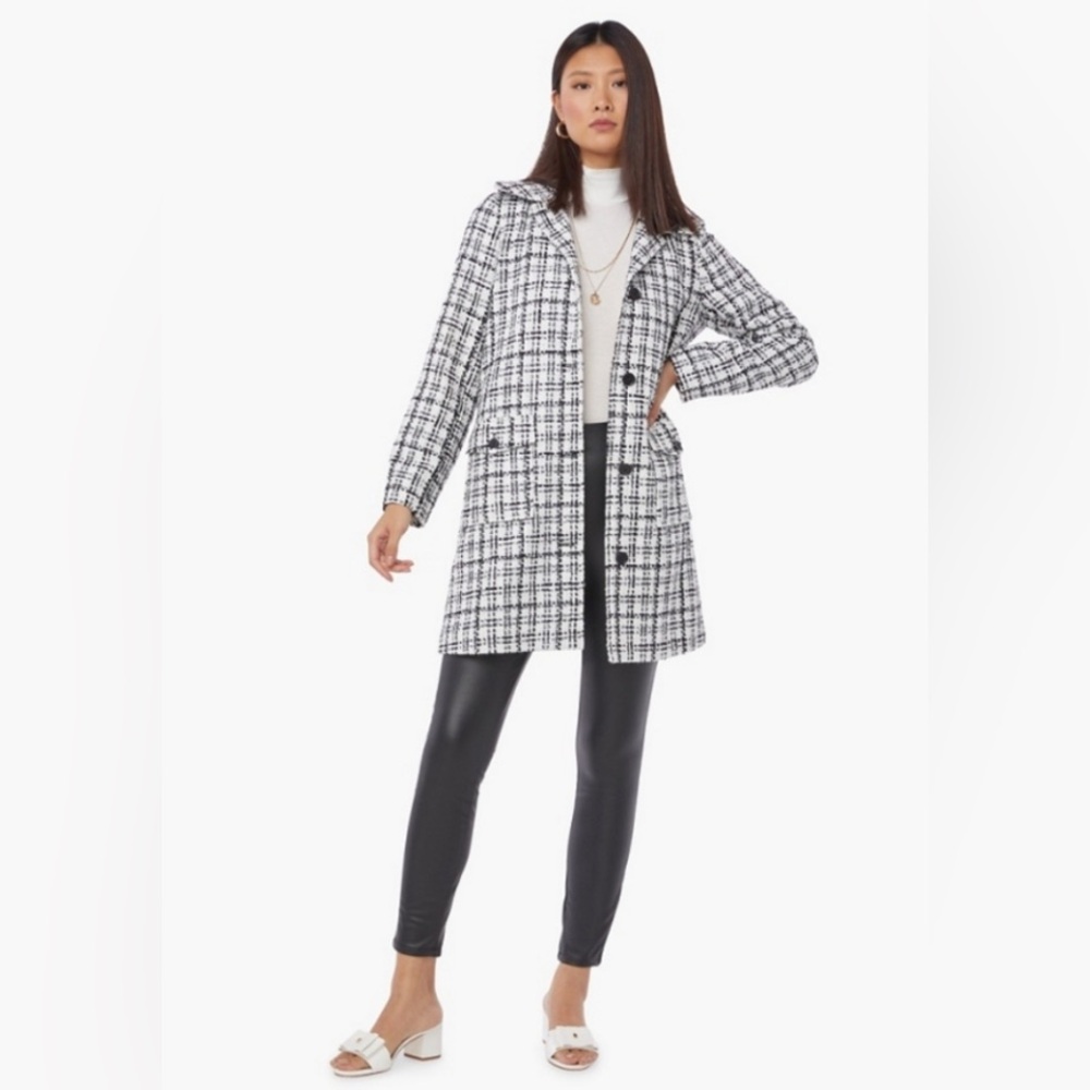 JustFab Black & White Tweed Blazer Coat Sz M